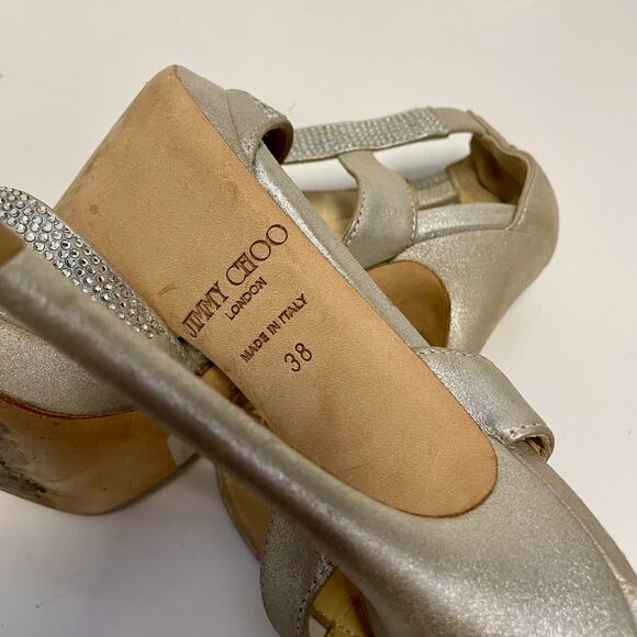 Jimmy Choo Silver Rhinestone Heels Size IT 38 / US 8 - Picture 9 of 11